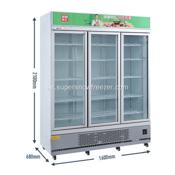 Kommersiell fläktkylning Vertikal glasdörr Display frys